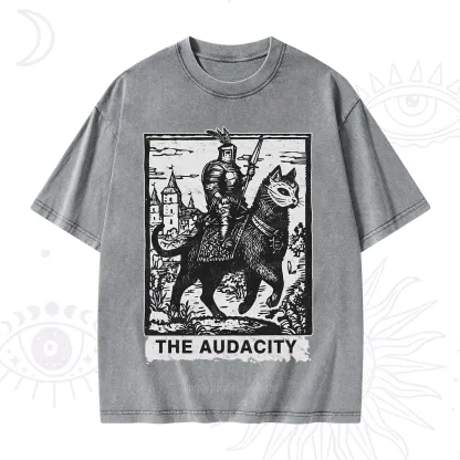 Purplehecate The Audacity Knight Cat Washed T-Shirt