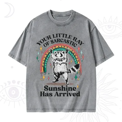 PurplehecateYour Little Ray of Sarcastic Sunshine Has Arrived Washed T-Shirt
