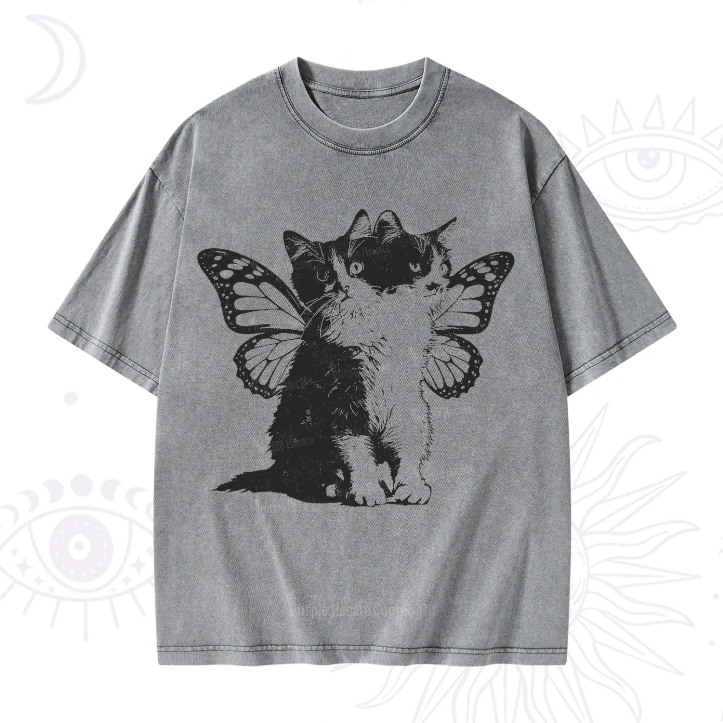 Purplehecate Mystery Butterfly Cat Washed T-Shirt
