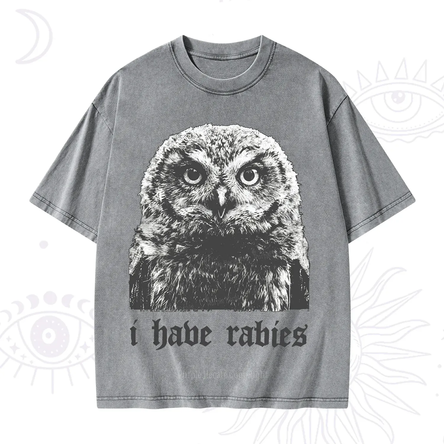 Purplehecate I Have Rabies Owl Washed T-Shirt
