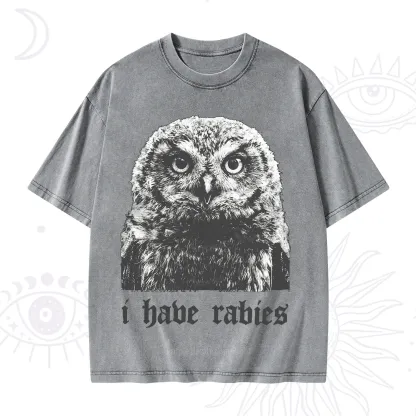 Purplehecate I Have Rabies Owl Washed T-Shirt