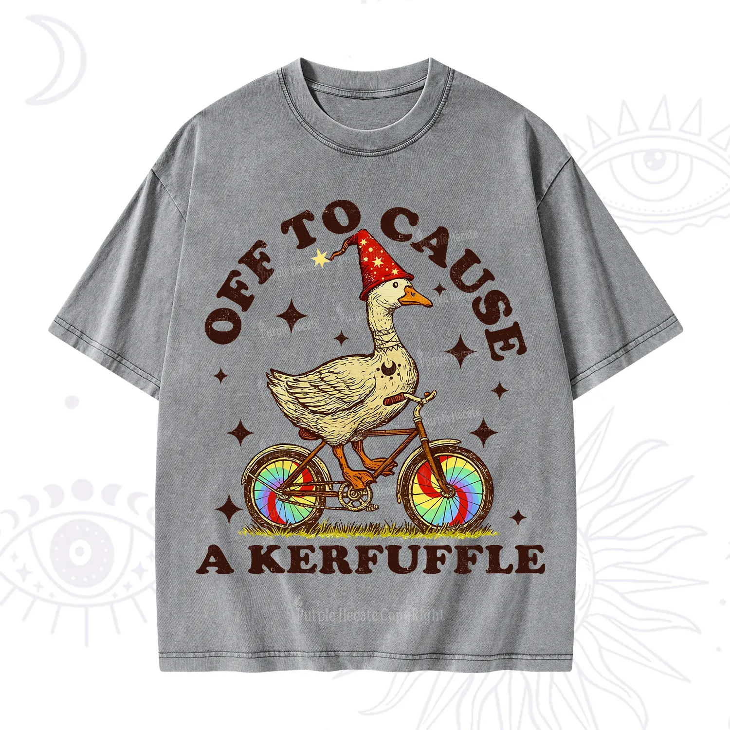Purplehecate Off to Cause a Kerfuffle Goose Washed T-Shirt