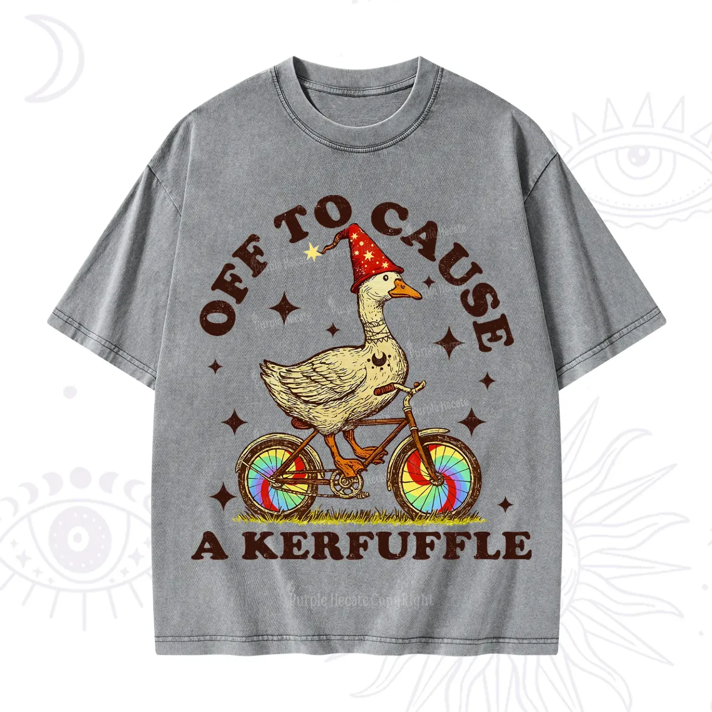 Purplehecate Off to Cause a Kerfuffle Goose Washed T-Shirt