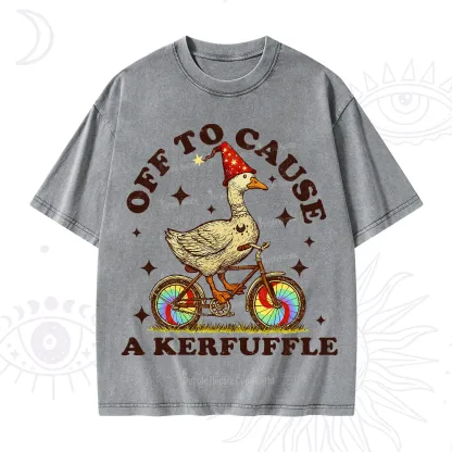 Purplehecate Off to Cause a Kerfuffle Goose Washed T-Shirt
