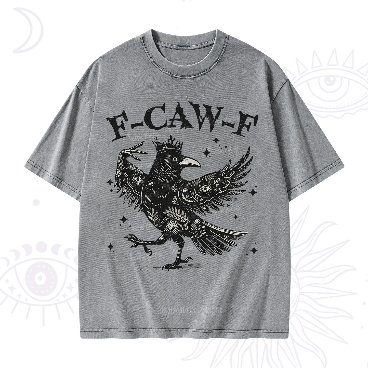 Purplehecate F-caw-f Funny Crow Washed T-Shirt