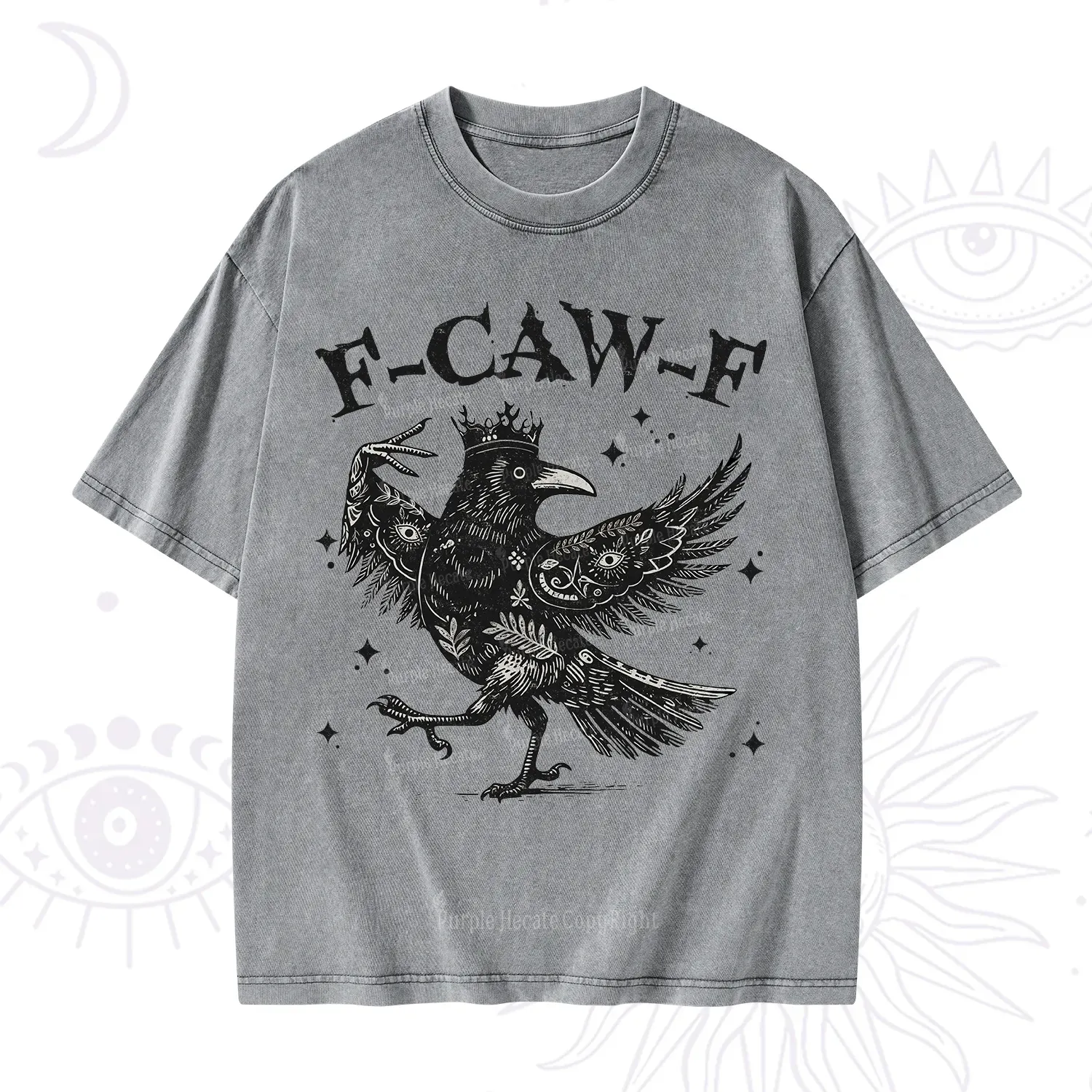 Purplehecate F-caw-f Funny Crow Washed T-Shirt