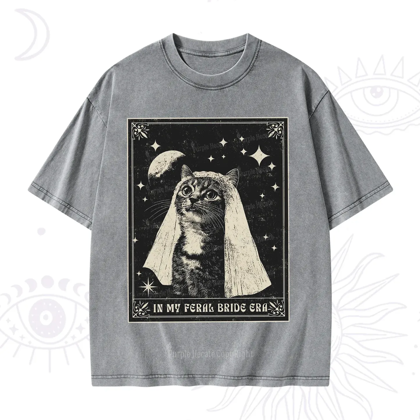 Purplehecate Cat In My Feral Bride Era Bachelorette Washed T-Shirt