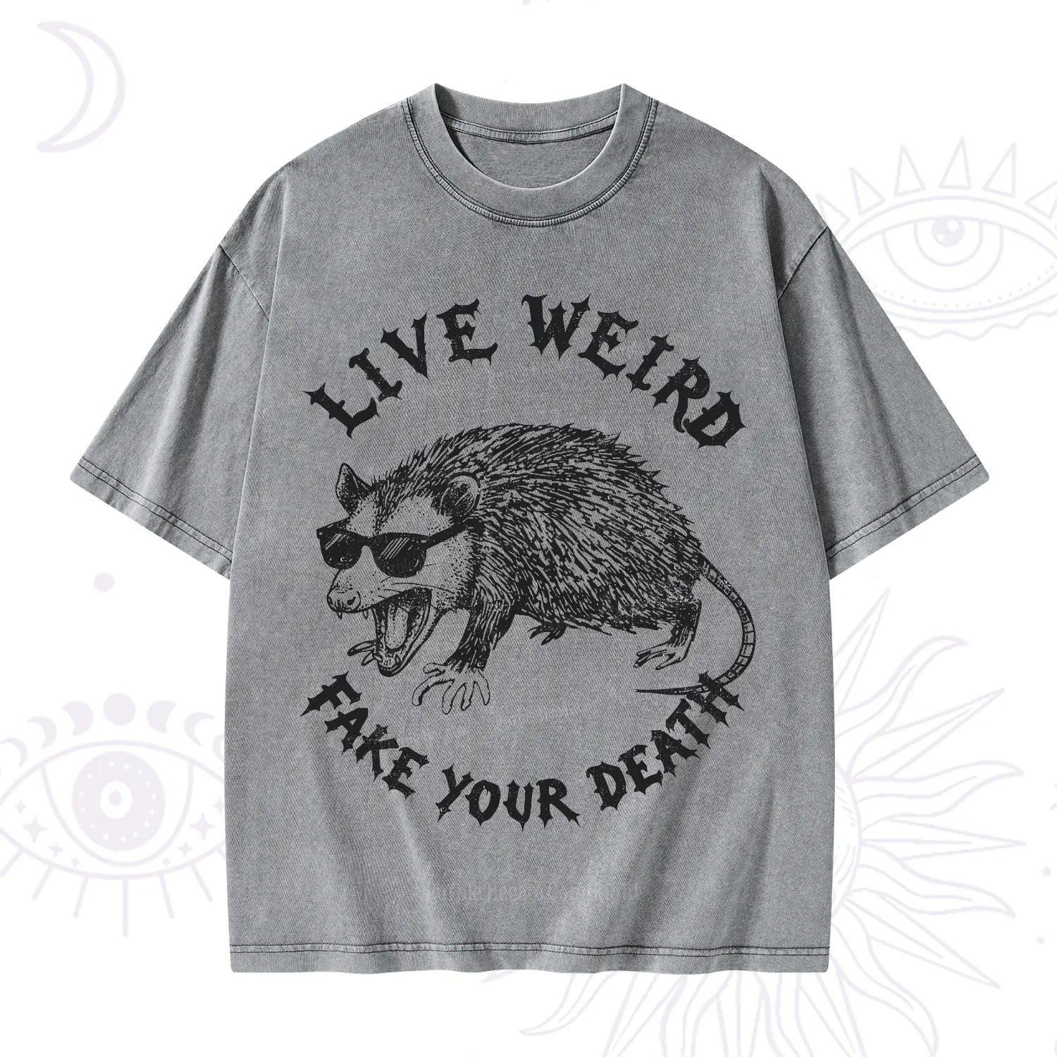 Purplehecate Live Weird Fake Your Death Silly Opossum Washed T-Shirt