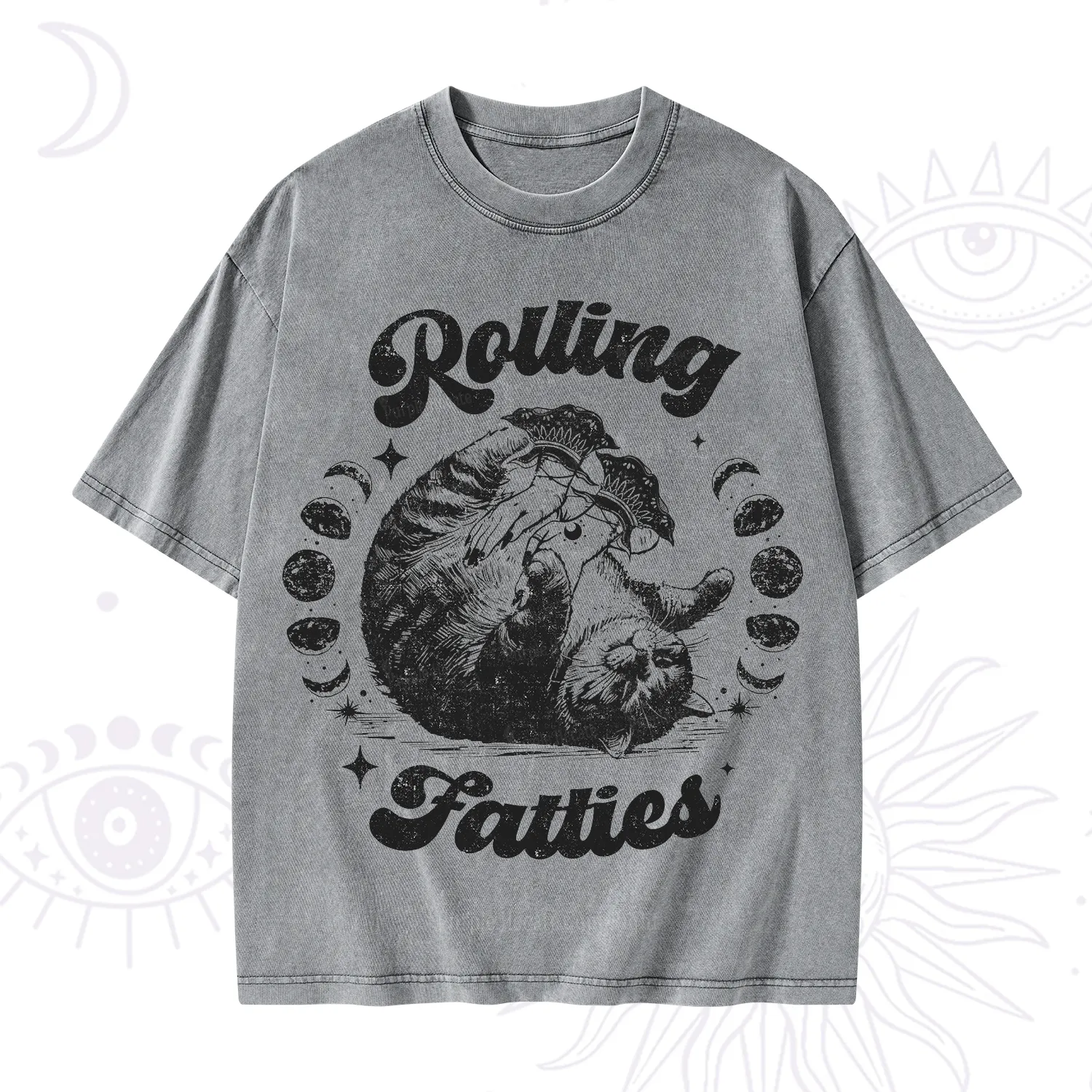 Purplehecate Funny Rolling Fatties Washed T-Shirt