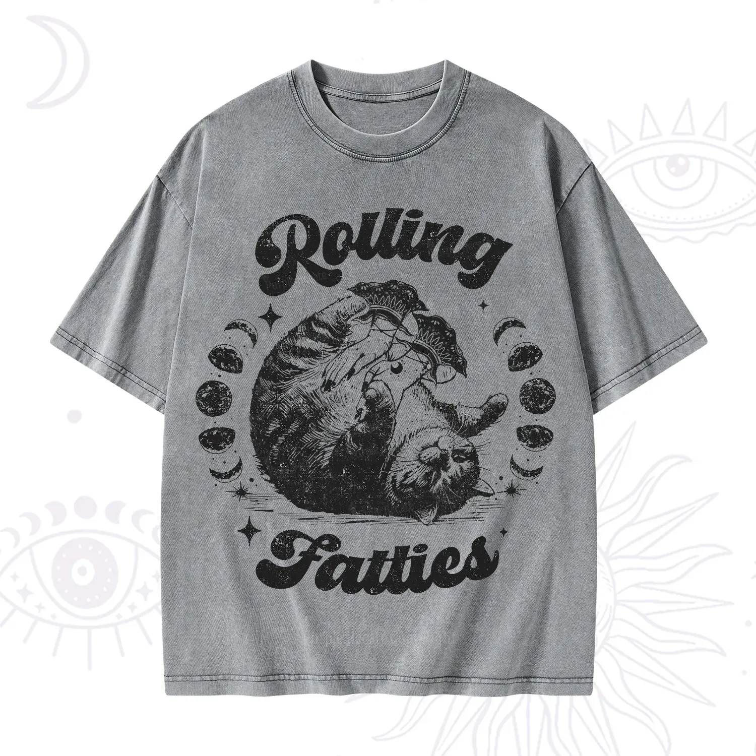 Purplehecate Funny Rolling Fatties Washed T-Shirt
