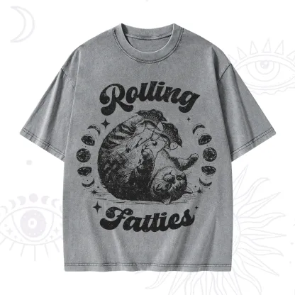 Purplehecate Funny Rolling Fatties Washed T-Shirt