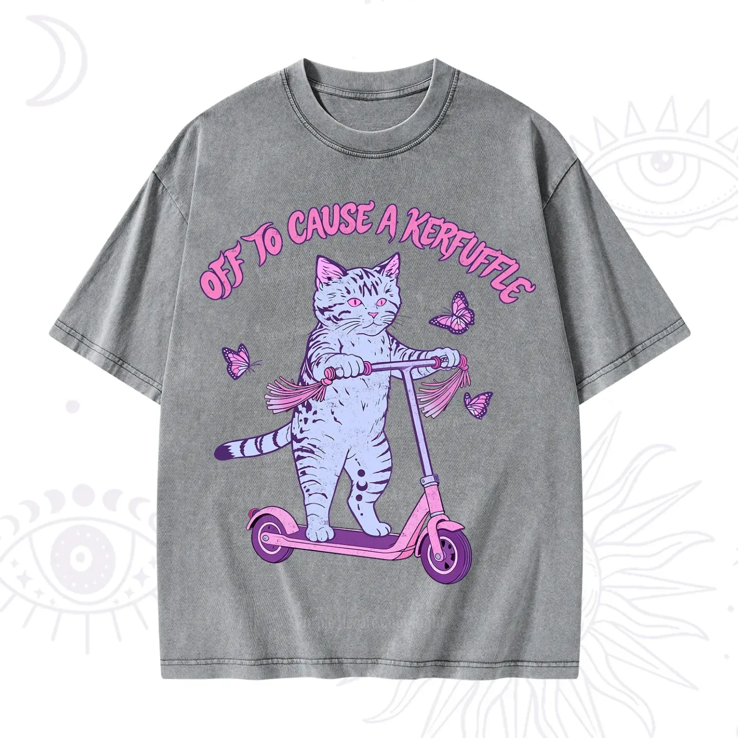 Purplehecate Off To Cause A Kerfuffle Cat Washed T-Shirt
