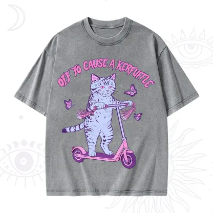 Purplehecate Off To Cause A Kerfuffle Cat Washed T-Shirt