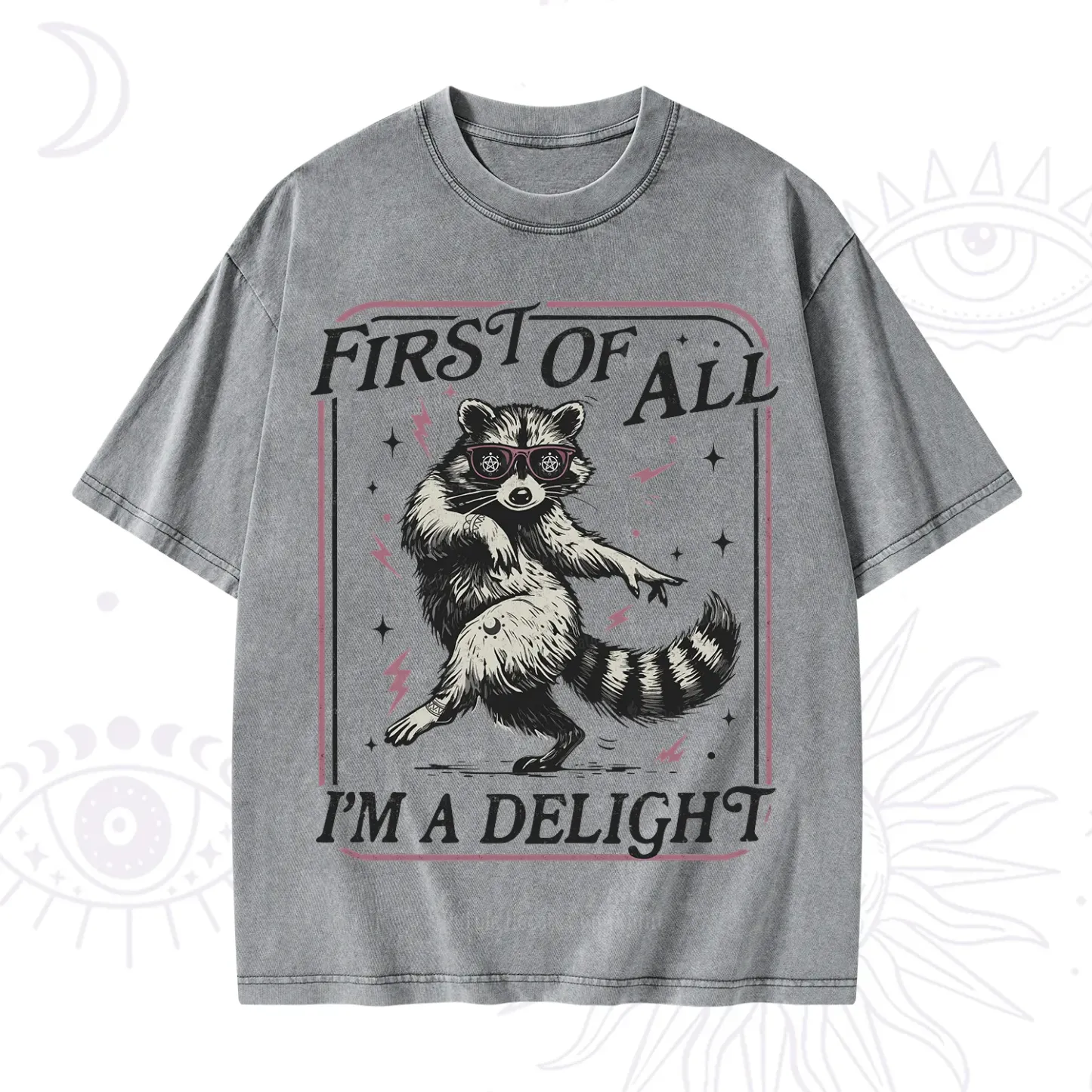 Purplehecate First Of All I'm A Delight Racoon Washed T-Shirt