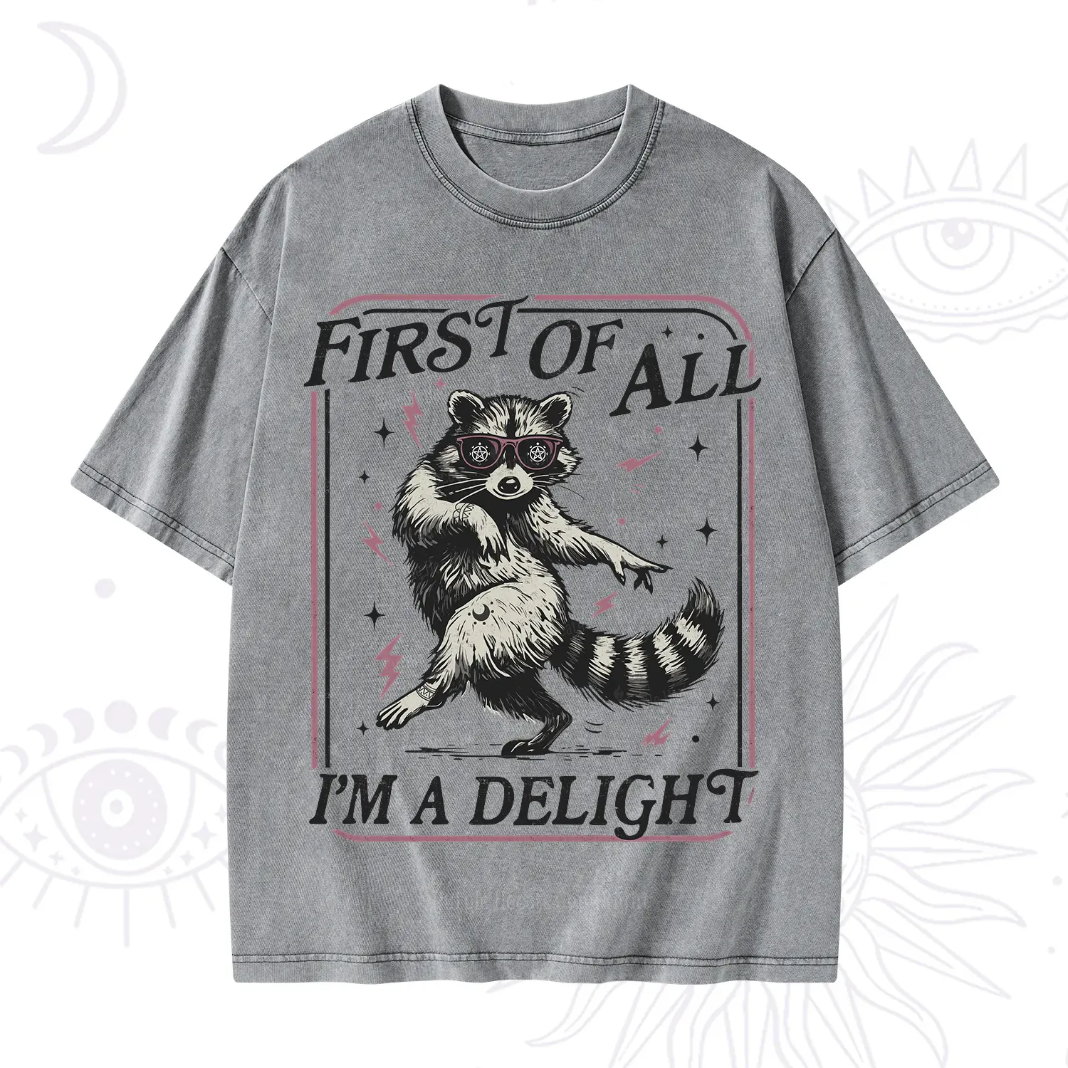 Purplehecate First Of All I'm A Delight Racoon Washed T-Shirt