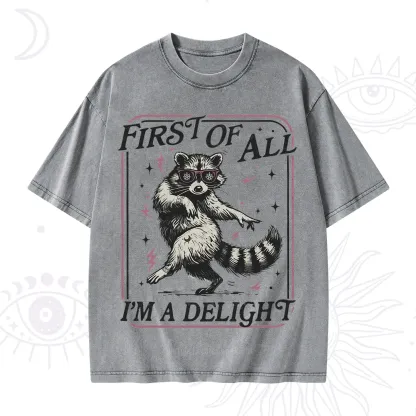 Purplehecate First Of All I'm A Delight Racoon Washed T-Shirt