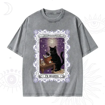Purplehecate The Reading Cat Tarot Washed T-Shirt