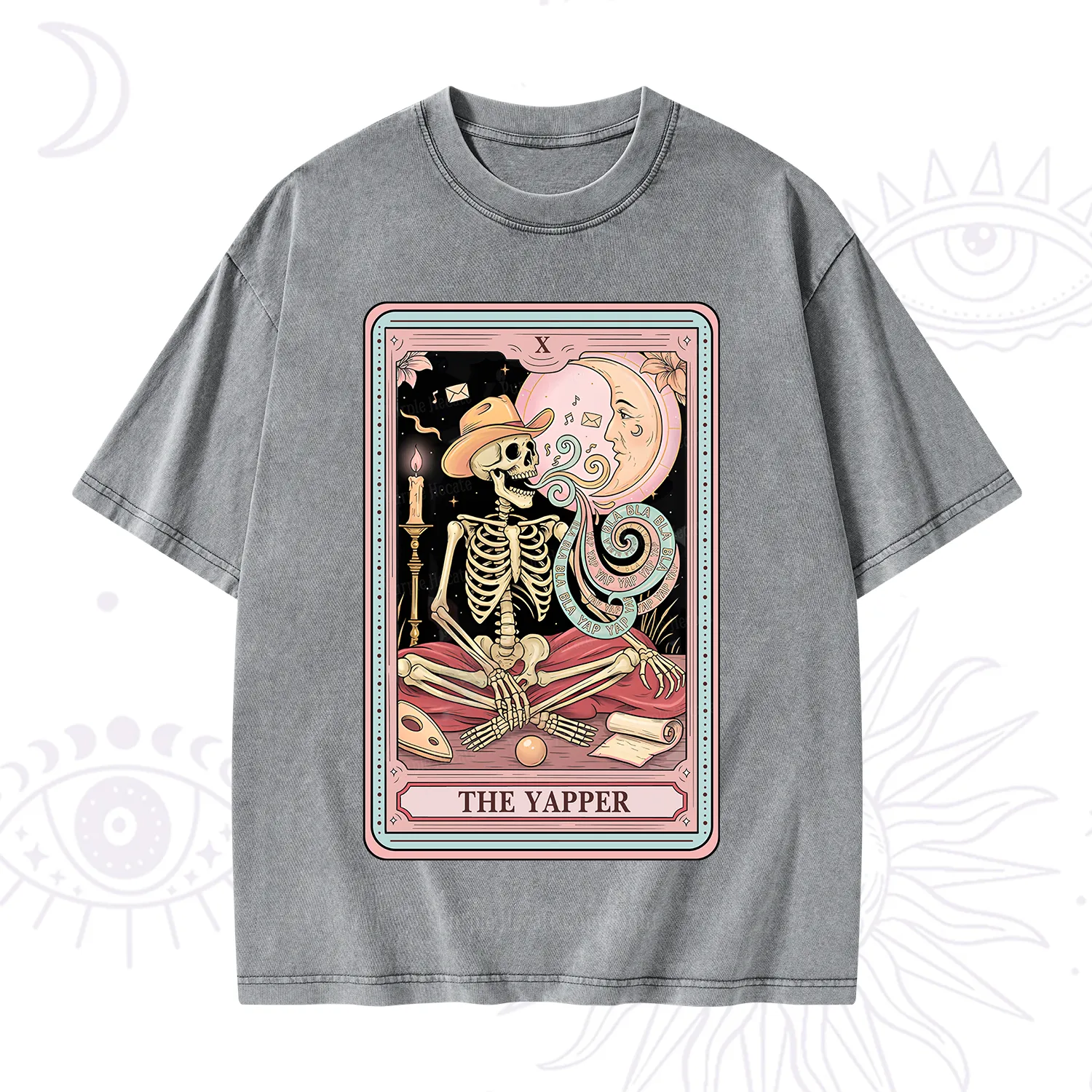 Purplehecate The Skeleton Yapper Tarot Washed T-Shirt