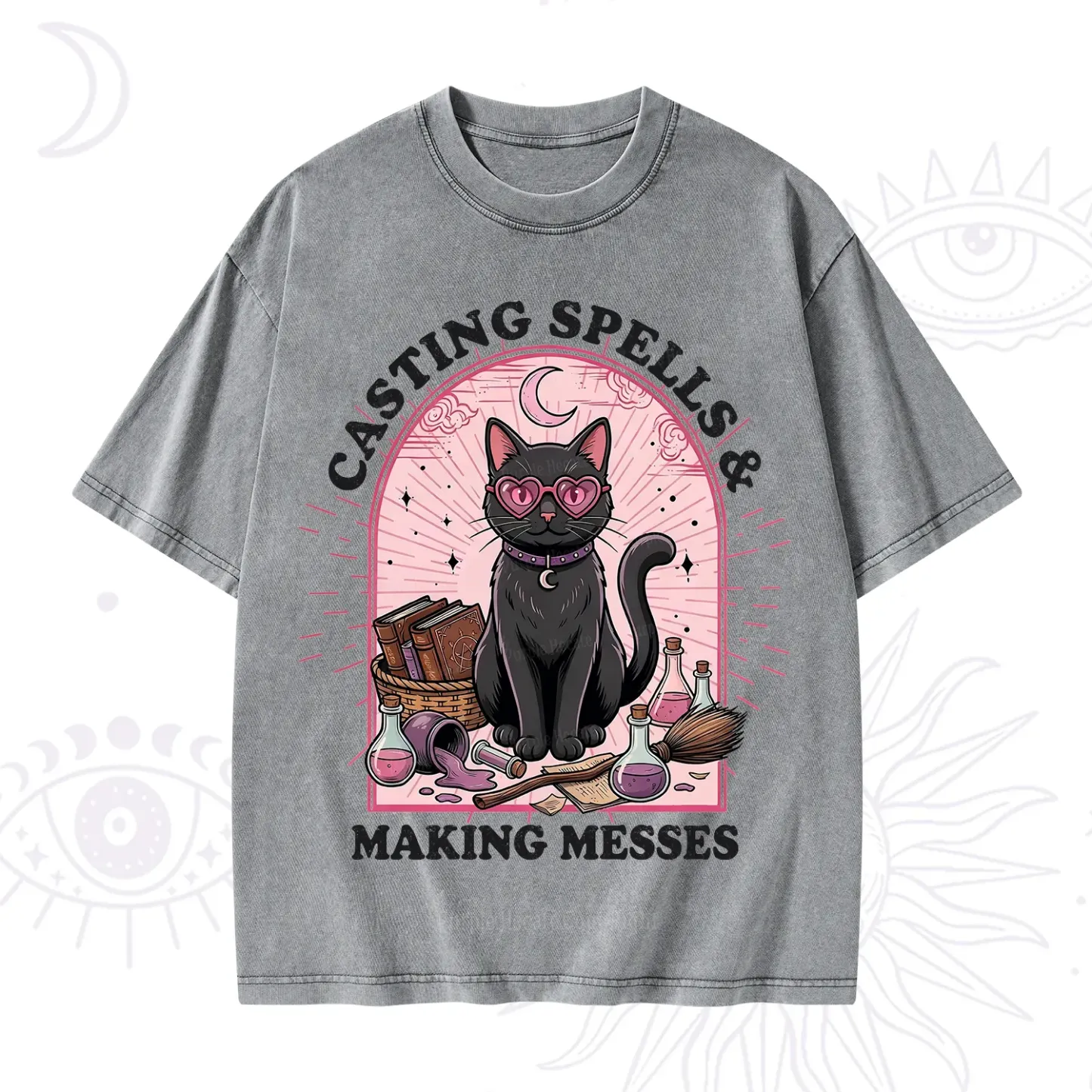 Purplehecate Casting Spells Making Messes Cat Washed T-Shirt