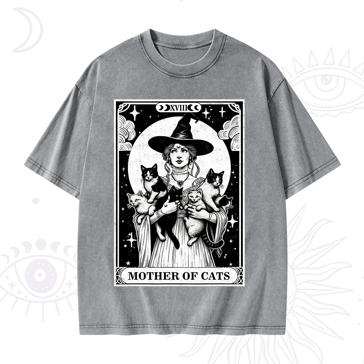 Purplehecate The Mother of Cats Tarot Washed T-Shirt