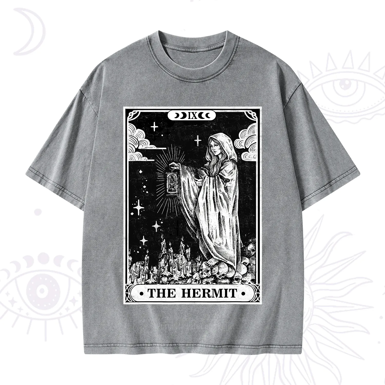 Purplehecate The Hermit Goddess Tarot Card Washed T-Shirt