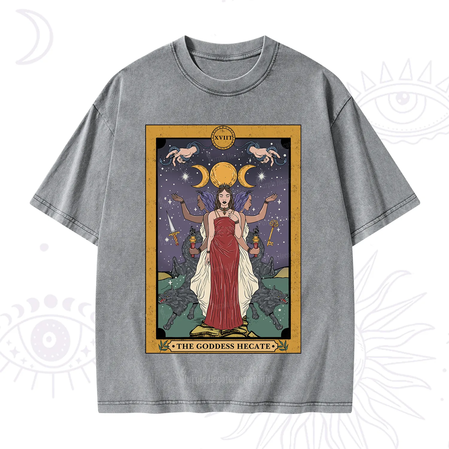 Purplehecate The Goddess Hecate Tarot Washed T-Shirt