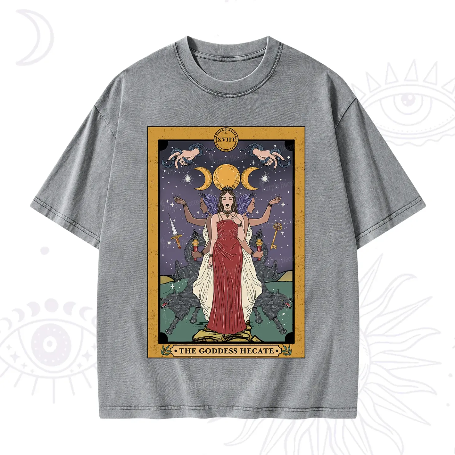 Purplehecate The Goddess Hecate Tarot Washed T-Shirt