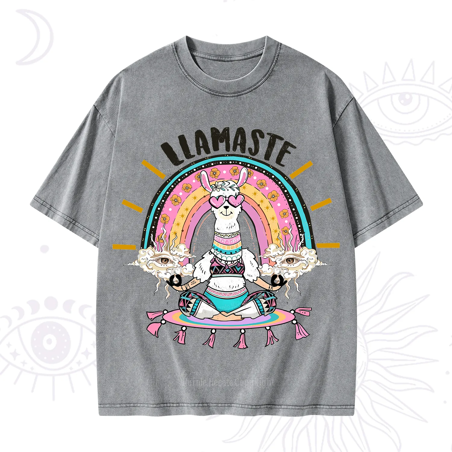 Purplehecate Llama Meditating Washed T-Shirt