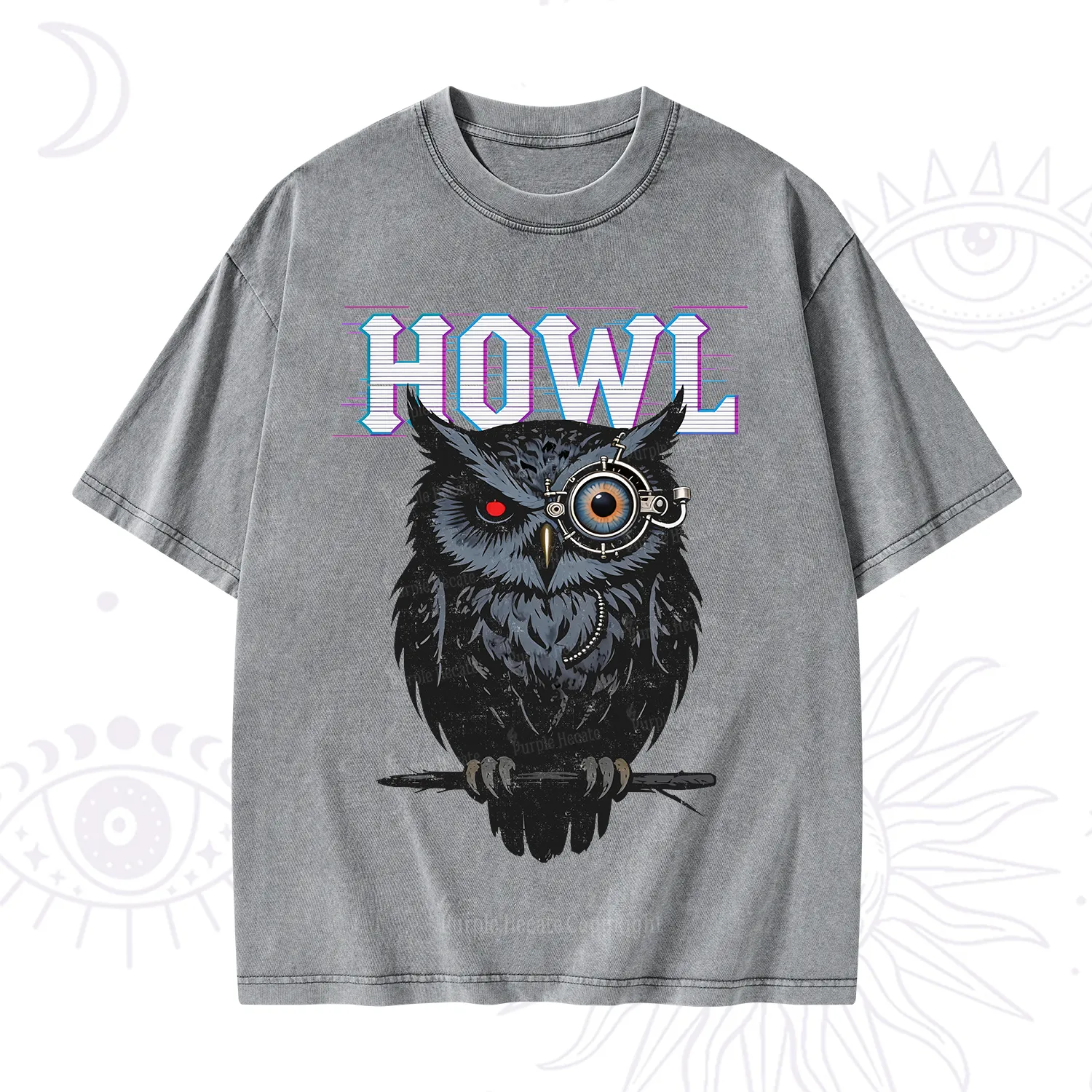 Purplehecate Howl Owl Washed T-Shirt