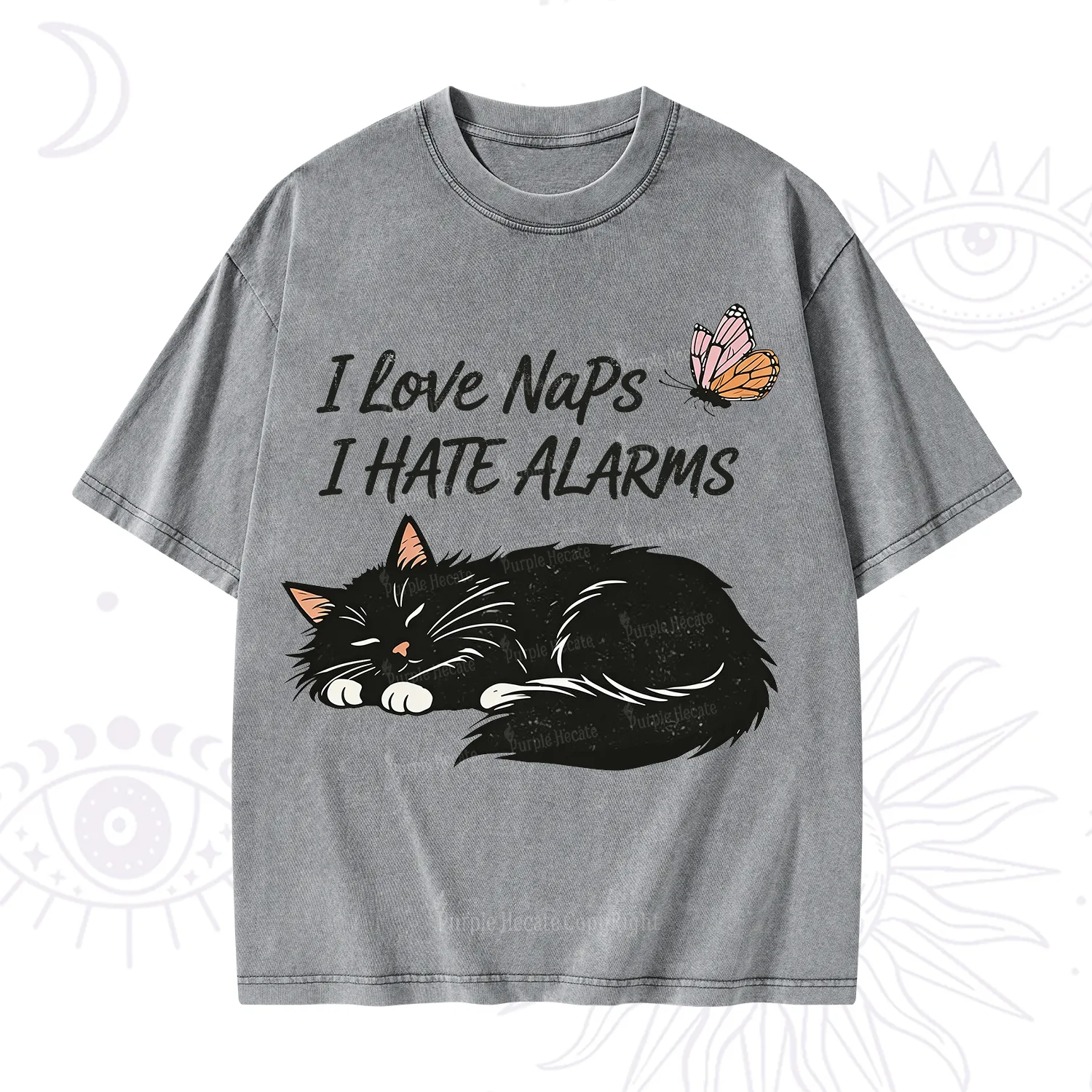Purplehecate I Love Naps I Hate Alarms Washed T-Shirt