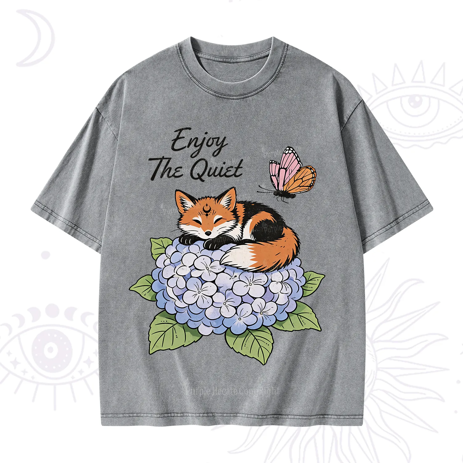 Purplehecate Enjoy The Quiet Fox Washed T-Shirt