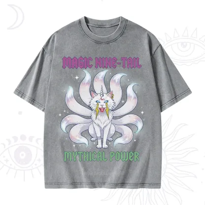Purplehecate Magic Nine Tail Cat Washed T-Shirt