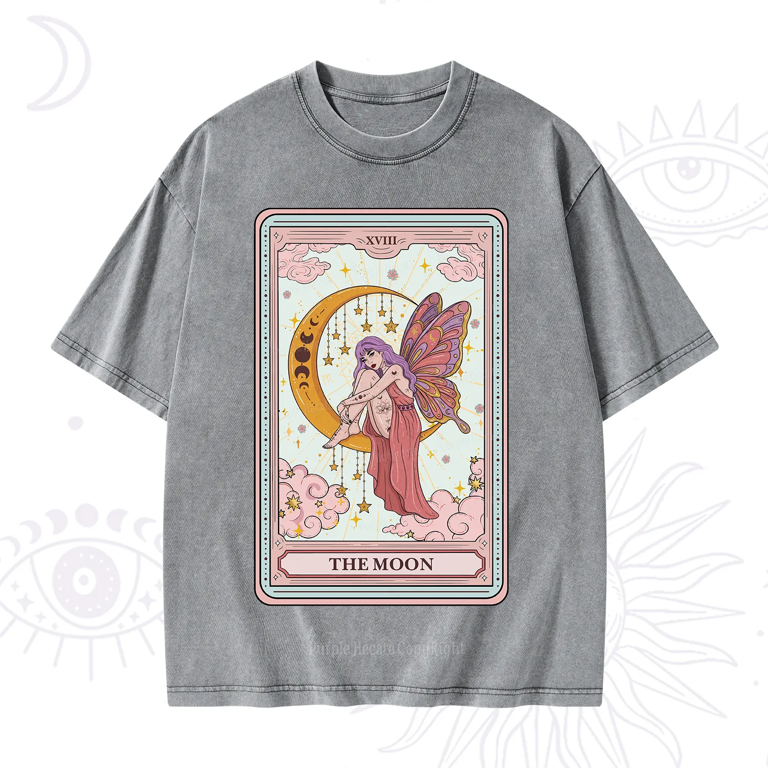 Purplehecate The Moon Tarot Washed T-Shirt
