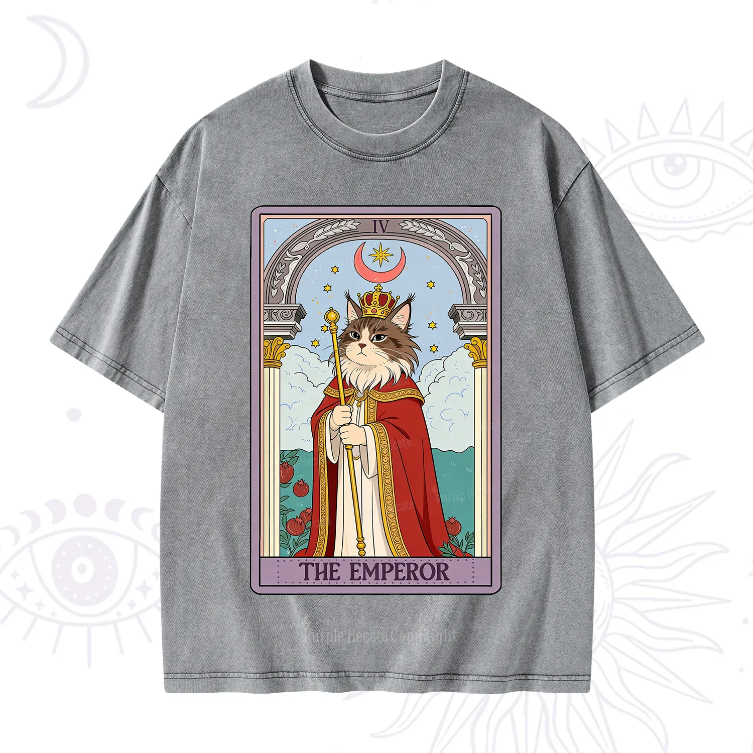 Purplehecate The Emperor Cat Tarot Washed T-Shirt