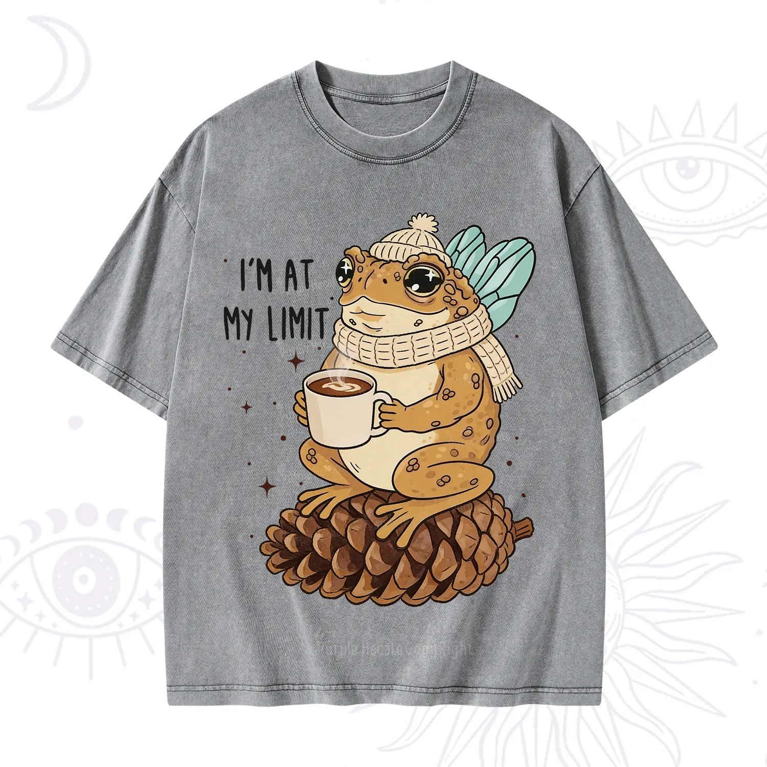 Purplehecate I'm At My Limit Funny Frog Washed T-Shirt