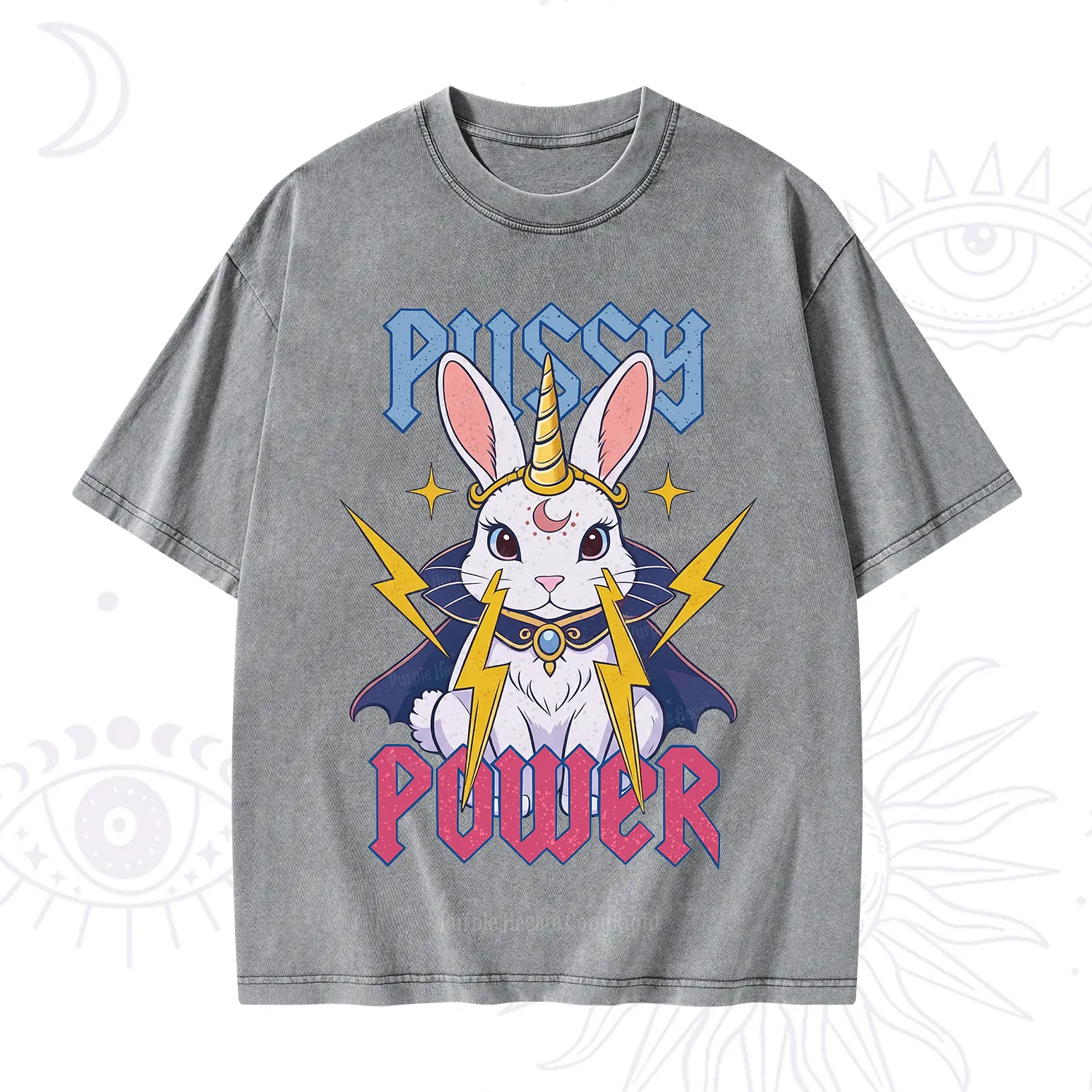 Purplehecate Pussy Power Magic Bunny Washed T-Shirt