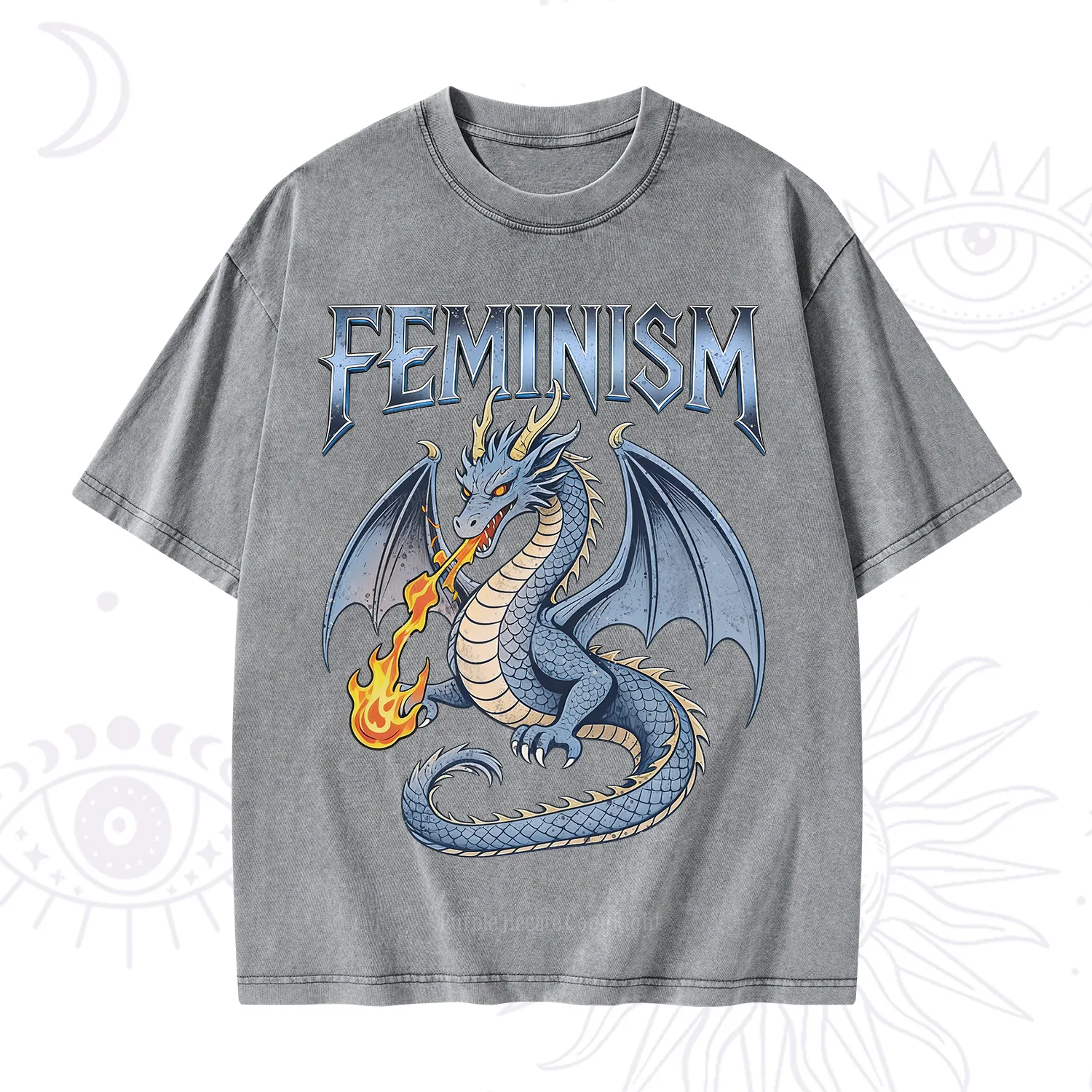Purplehecate Feminism Dragon Fantasy Washed T-Shirt