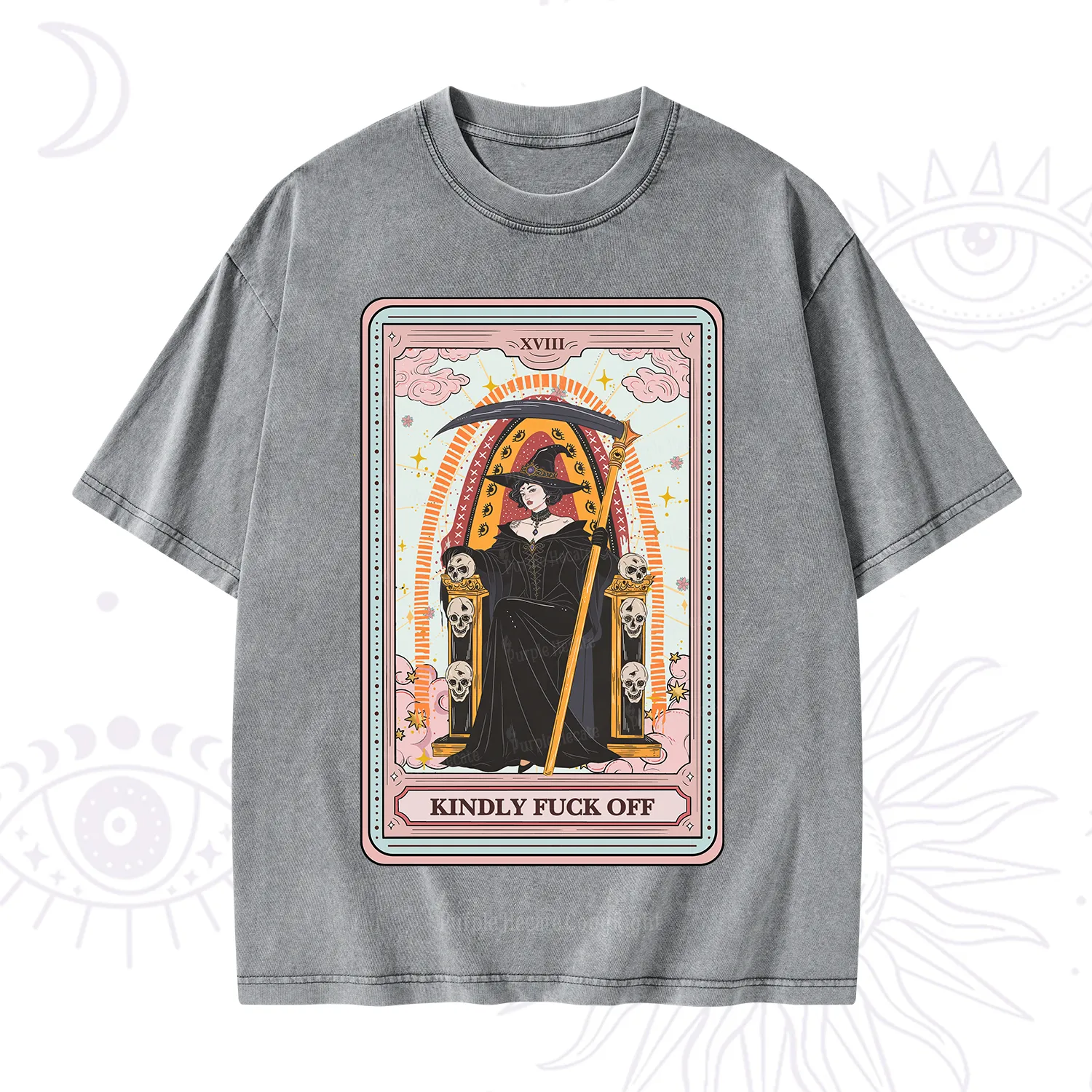 Purplehecate The Kindly Fuck Off Tarot Washed T-Shirt
