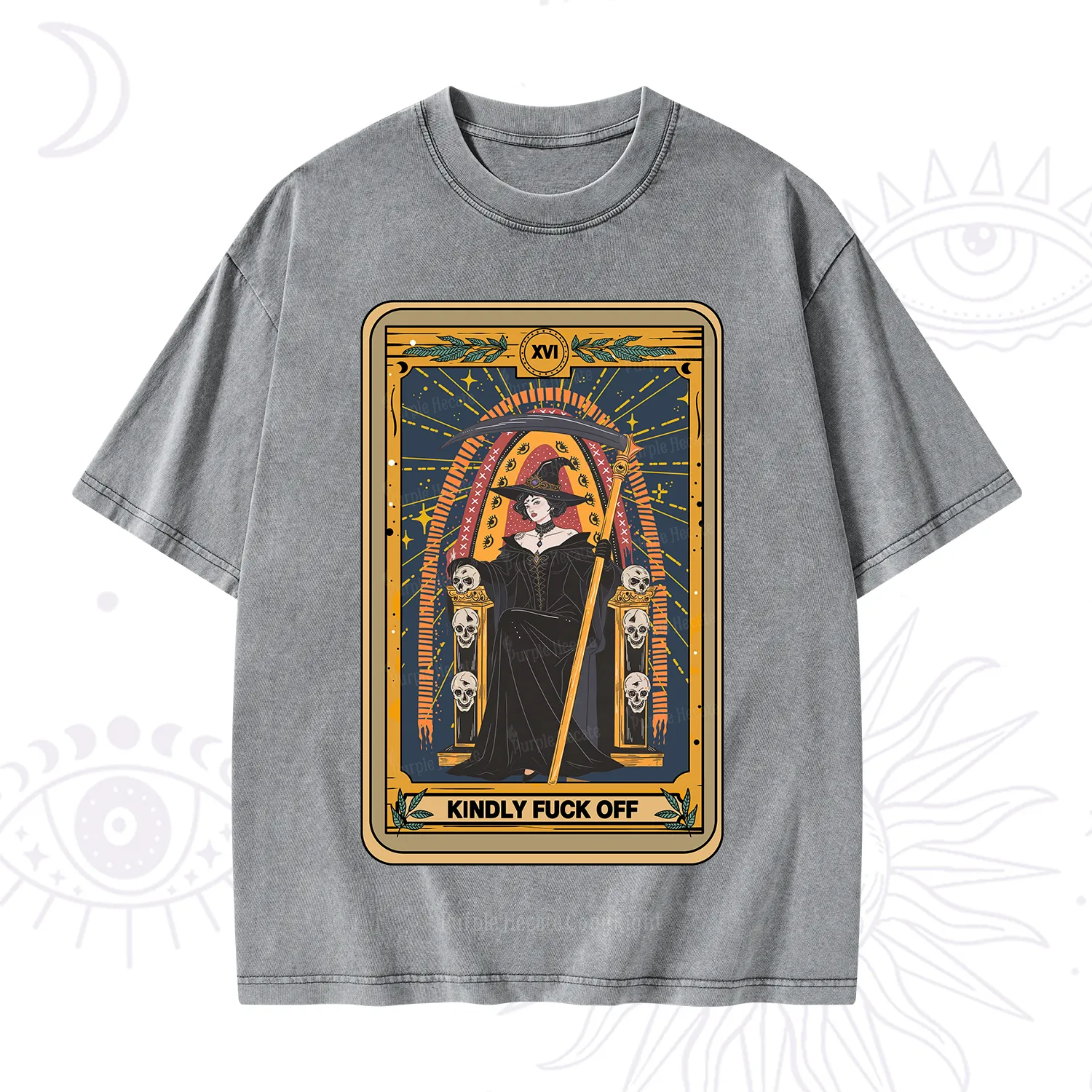 Purplehecate The Kindly Fuck Off Tarot Washed T-Shirt
