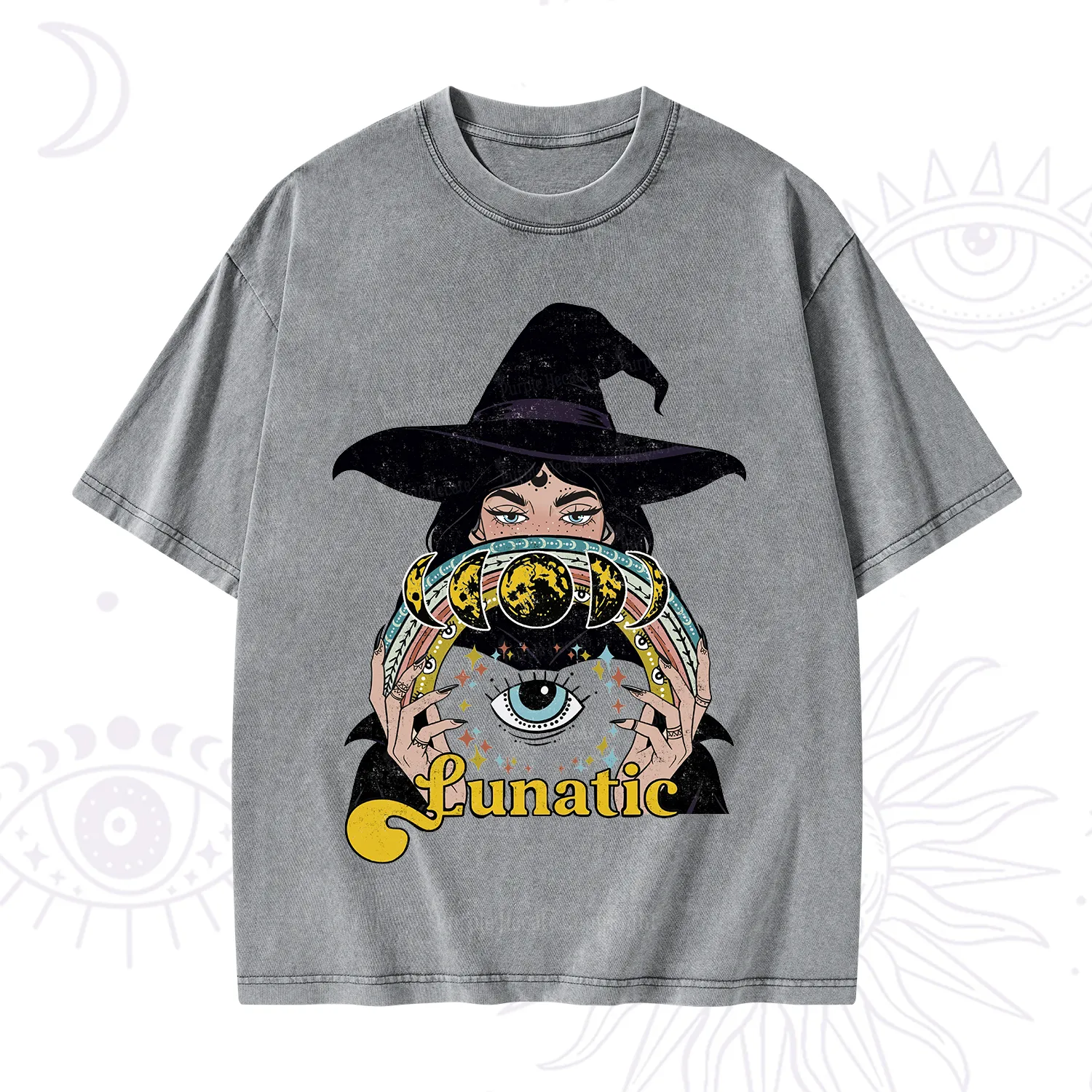 Purplehecate Witch of the Lunatic Moon Phase Washed T-Shirt