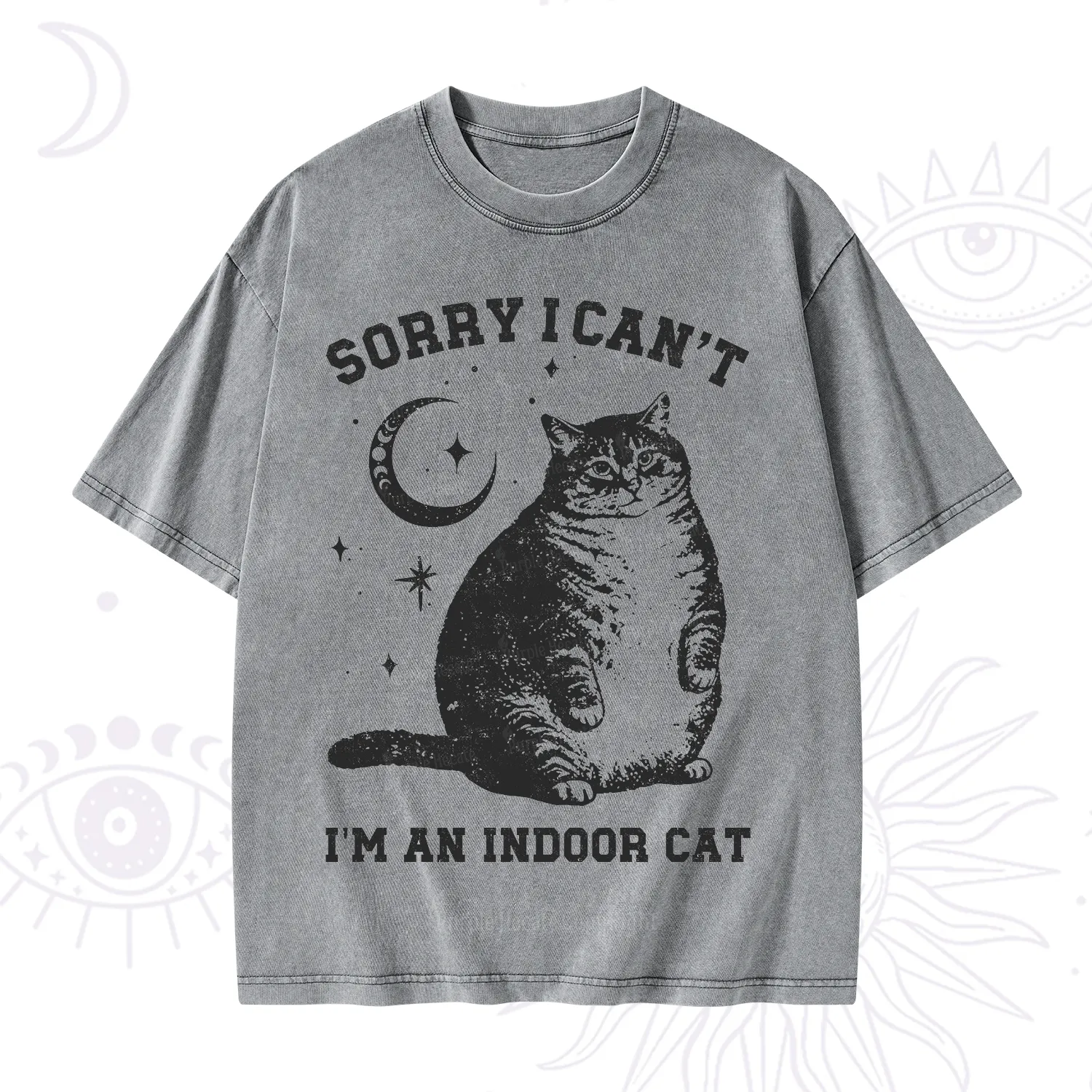 Purplehecate Sorry I Can't Go I'm an Indoor Cat Washed T-Shirt