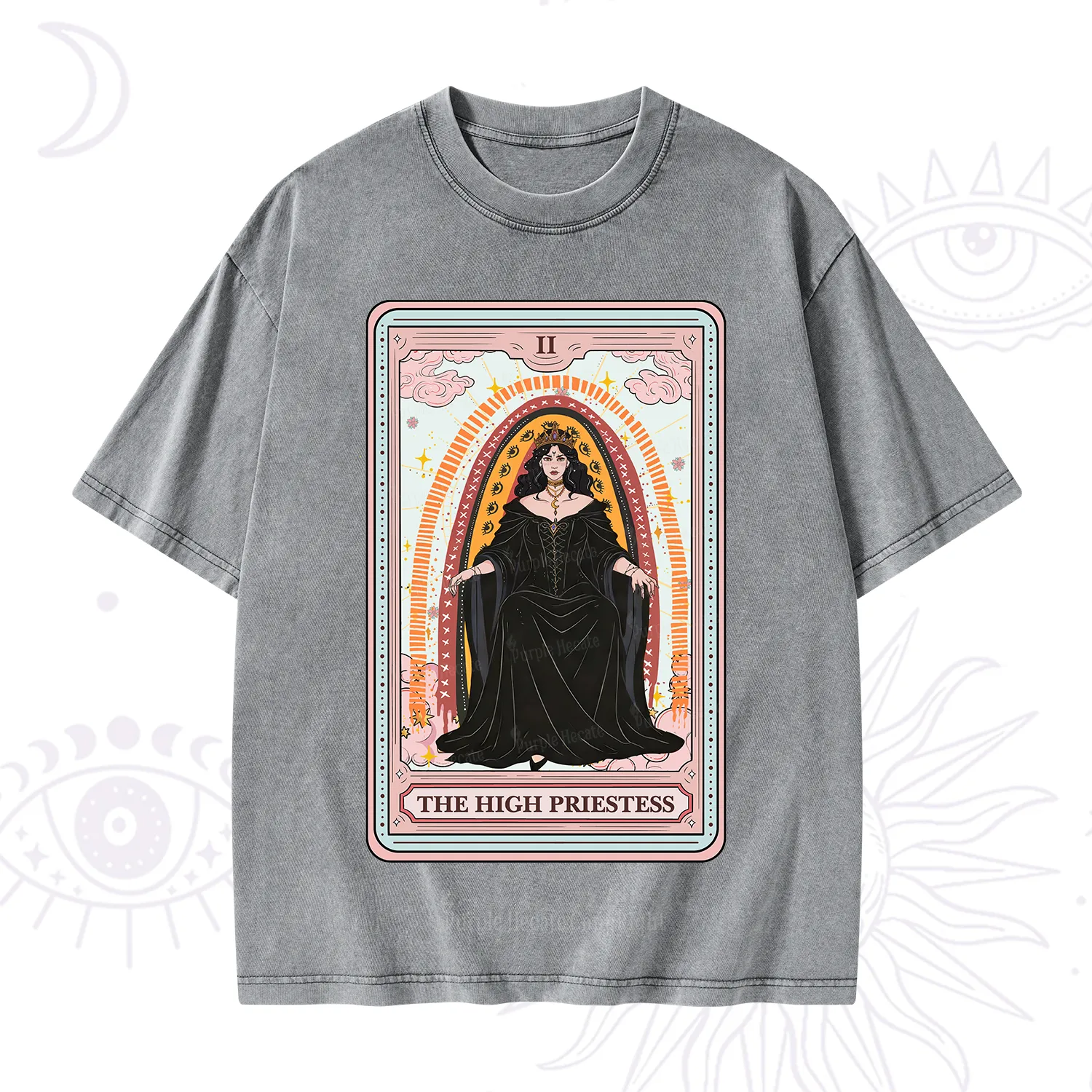 Purplehecate The High Priestess Tarot Washed T-Shirt
