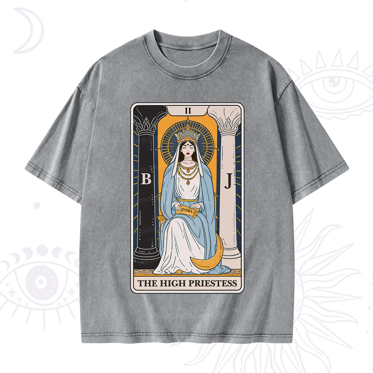 Purplehecate The High Priestess Tarot Card Washed T-Shirt
