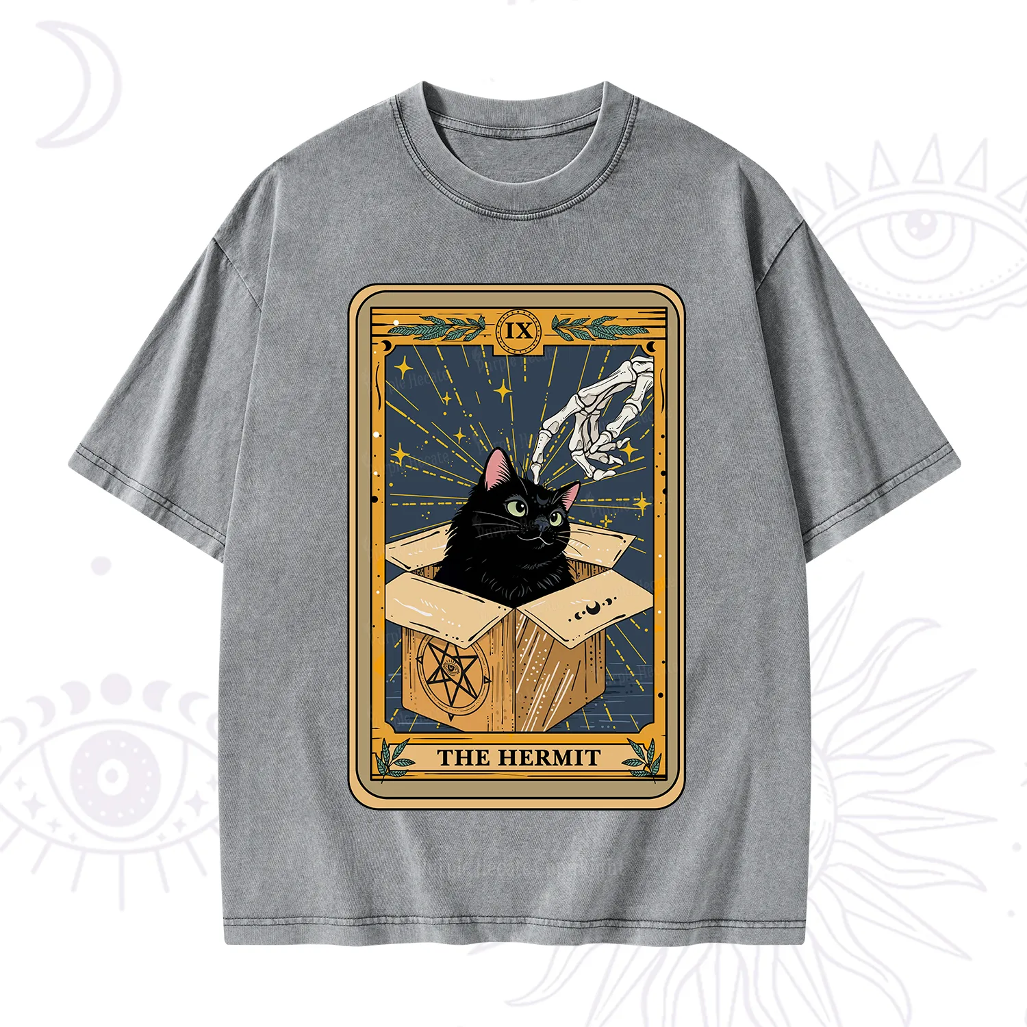 Purplehecate The Hermit Cat Tarot Washed T-Shirt
