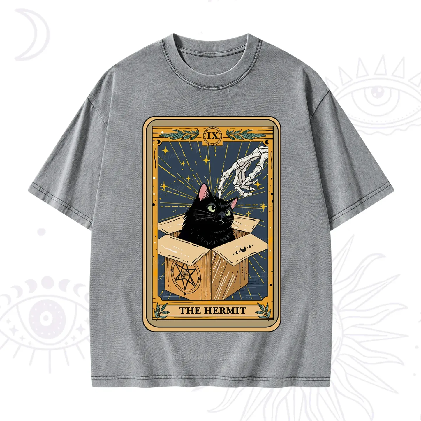 Purplehecate The Hermit Cat Tarot Washed T-Shirt