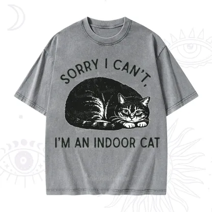 Purplehecate Sorry I Can't I'm an Indoor Cat Washed T-Shirt