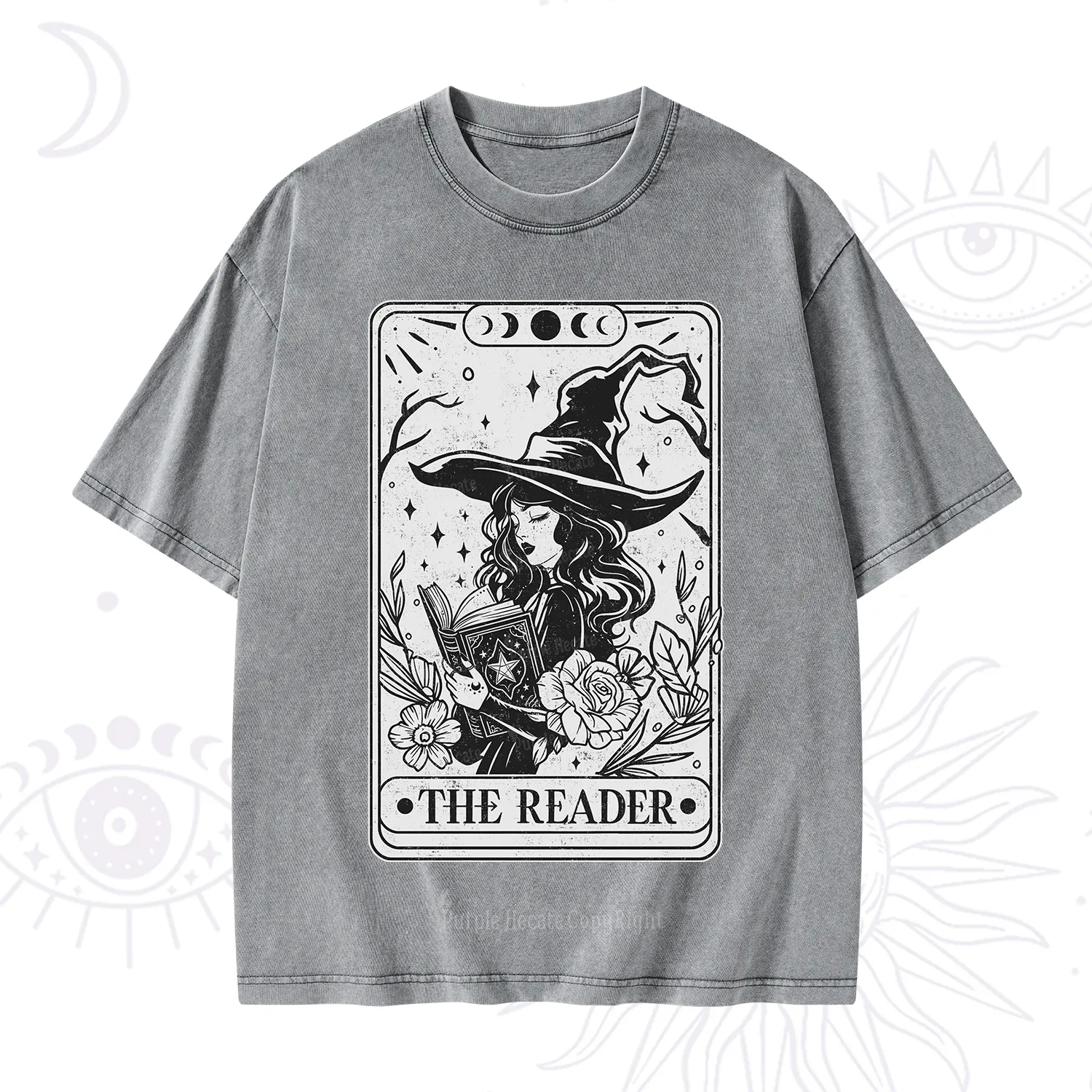 Purplehecate The Witch Reader Tarot Washed T-Shirt