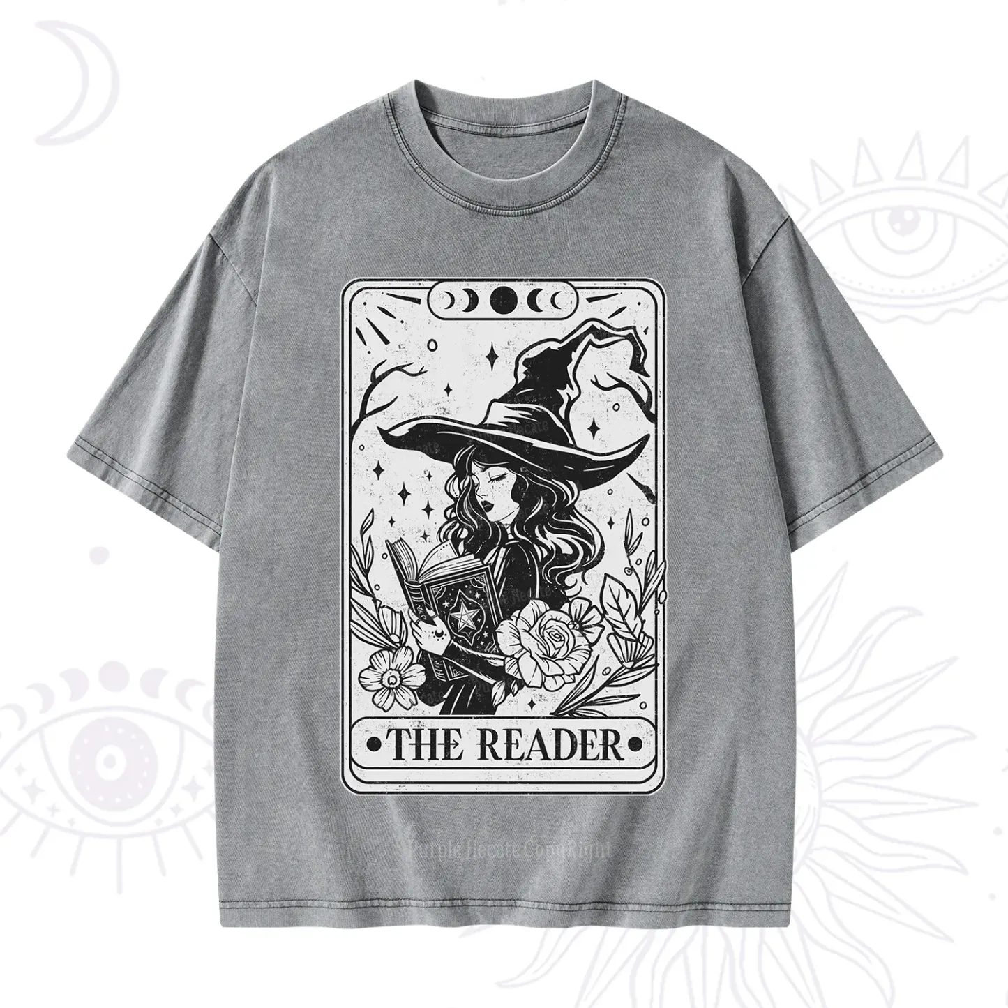 Purplehecate The Witch Reader Tarot Washed T-Shirt
