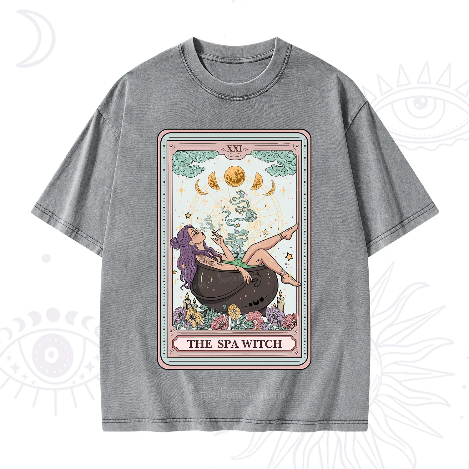 Purplehecate The Spa Witch Tarot Card Washed T-Shirt