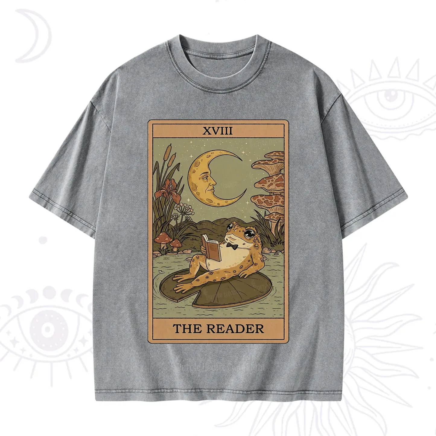 Purplehecate The Reader Frog Tarot Washed T-Shirt